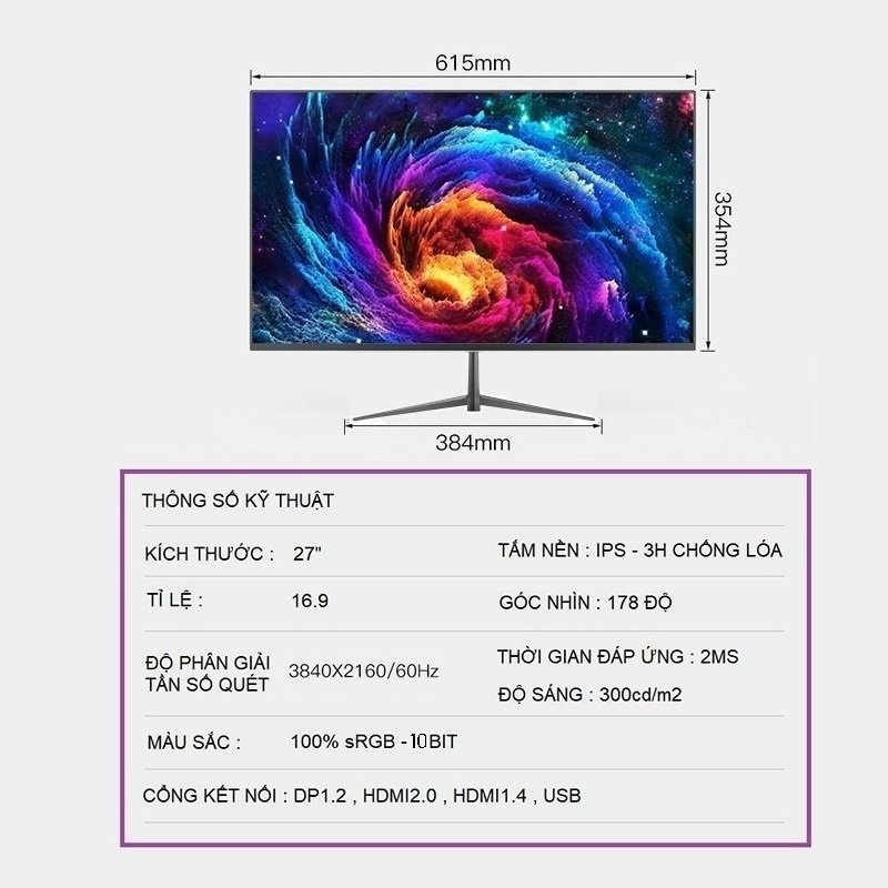 Màn Hình Máy Tính 27 inch UHD 4K (3840 x 2160) Tràn Viền Xiangye X9
