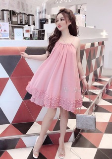 Đầm 2 Dây Voan Nhúng Bèo