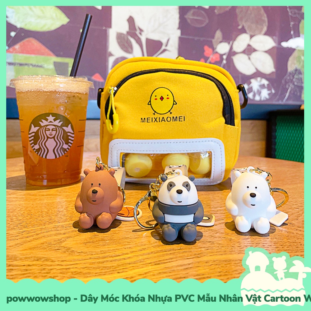 [Sẵn VN - Hỏa Tốc] Dây Móc Khóa Nhựa PVC + Gel Silica Mẫu Nhân Vật Hoạt Hình Cartoon We Bare Bear