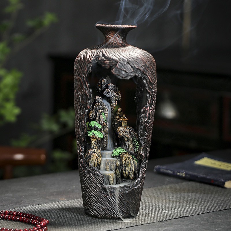 Thác khói trầm hương Hòn Non Bộ, Trầm hương khói ngược cao cấp, tiểu cảnh [Trầm Hương Búp Sen]