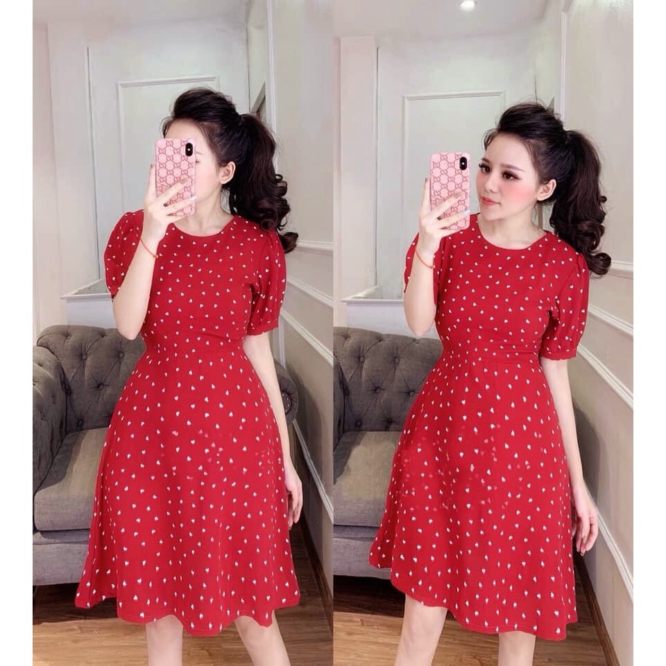 Váy ulzzang tim hoa nhí , Đầm vintage công sở siêu xinh