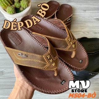 Dép nam xỏ ngón, dép kẹp nam da bò đế lõm cao cấp hàng VNXK DT04
