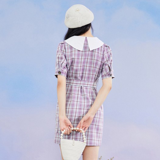 Váy Peace Bird kẻ tím