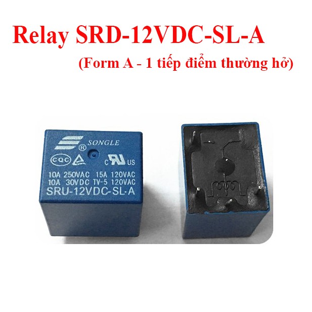 Relay (role) 12V 4 chân - SRD-12VDC-SL-A (Form A - 1 tiếp điểm thường hở) - combo 4 cái