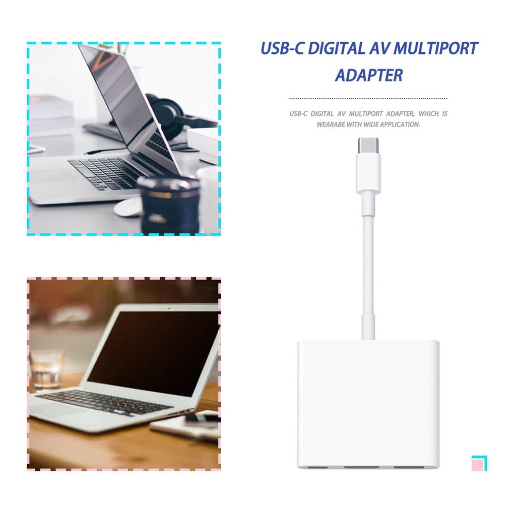 [New promo]USB-C Digital AV Multiport Adapter with USB Port  White Durable for Apple