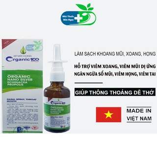 Xịt mũi,họng Organic 100 giúp làm sạch khoang mũi,xoang,họng ( 50 ml )
