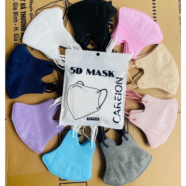 Túi 10cái Khẩu Trang 5D 𝐂𝐀𝐑𝐄𝐈𝐎𝐍 𝐌𝐀𝐒𝐊  cao cấp đủ màu MIX LẺ