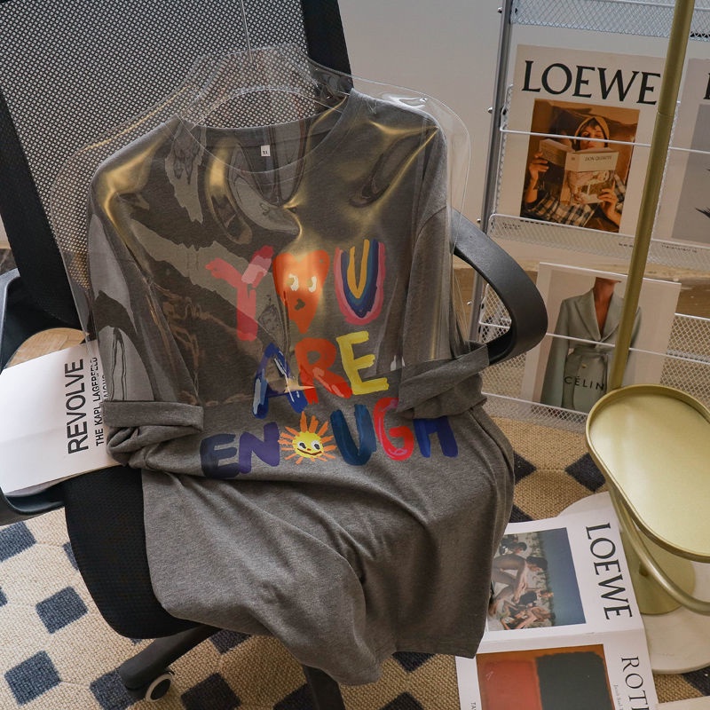 Mới Áo Thun Nữ Ngắn Tay In Chữ Phong Cách Hàn Quốc