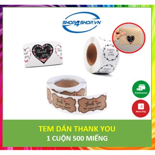 tem sticker thank you hình chữ nhật, hình trái tim, Baked with love, handmade with love - DECAL THANK YOU - SHOP4SHOP