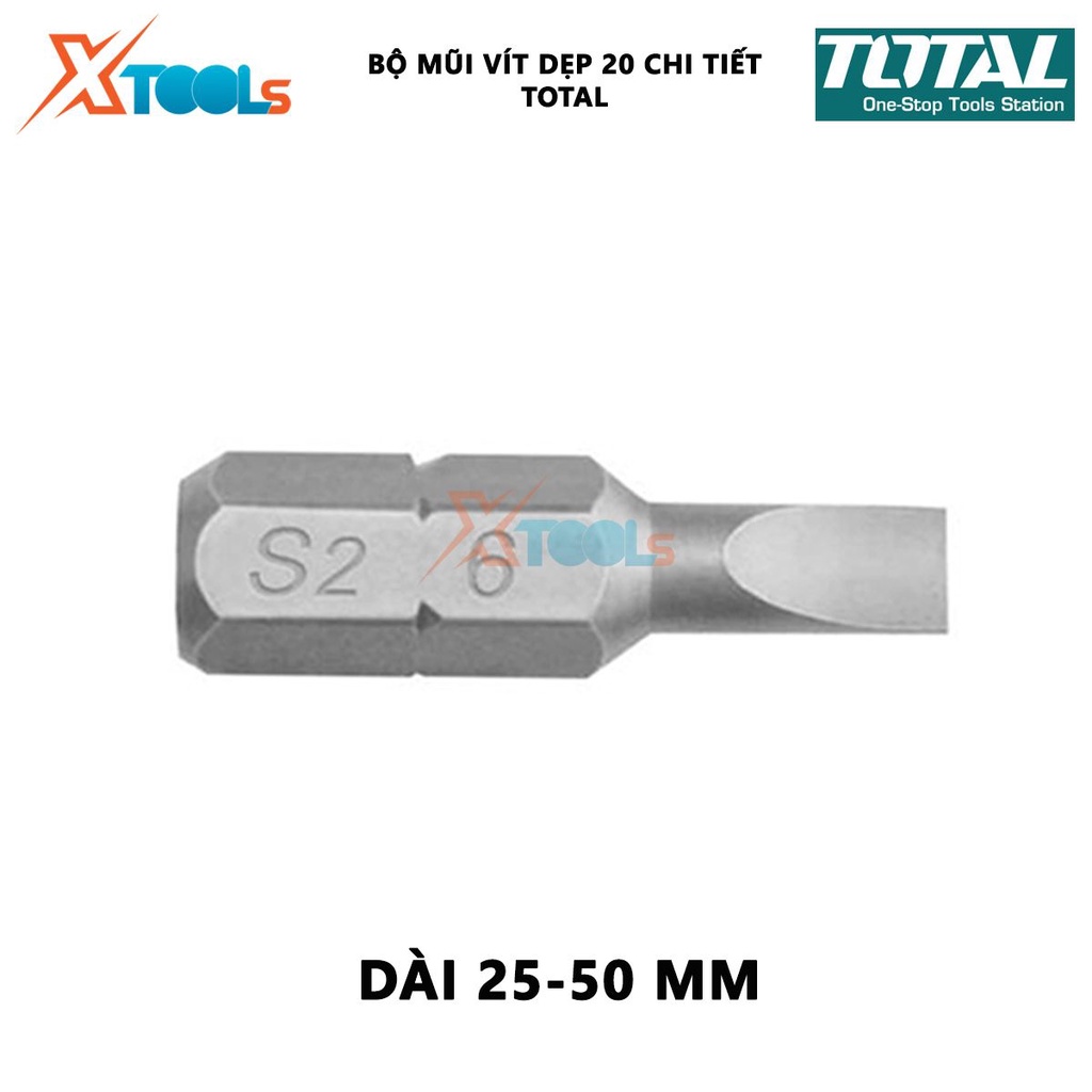 Bộ mũi vít dẹp TOTAL | mũi bắt vít chất liệu thép không gỉ theo công nghệ S2 giúp sửa chữa, lắp ráp [CHÍNH HÃNG][XTOOLs]
