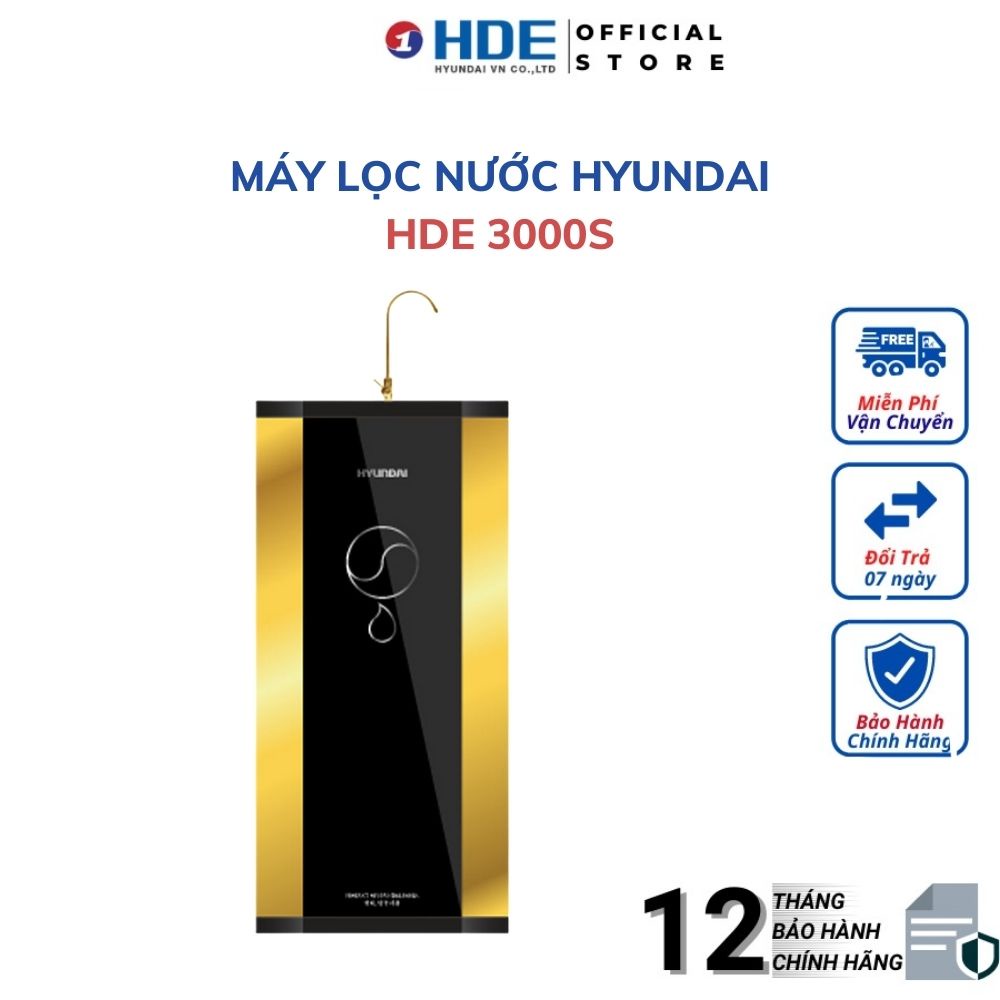 Máy Lọc Nước RO Viền Vàng Sang Trọng 10 Lõi Loại Bỏ Vi Khuẩn Thông Minh HYUNDAI HDE 5519