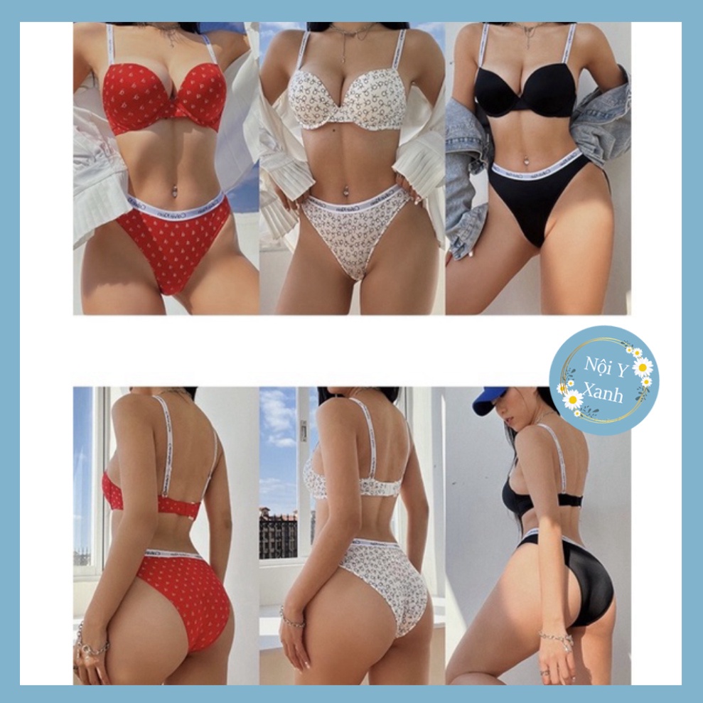 Bộ Đồ Lót Su C.K Nâng Ngực Thời Trang Cao Cấp 1988 Nội Y Xanh chất thoáng mát cao cấp