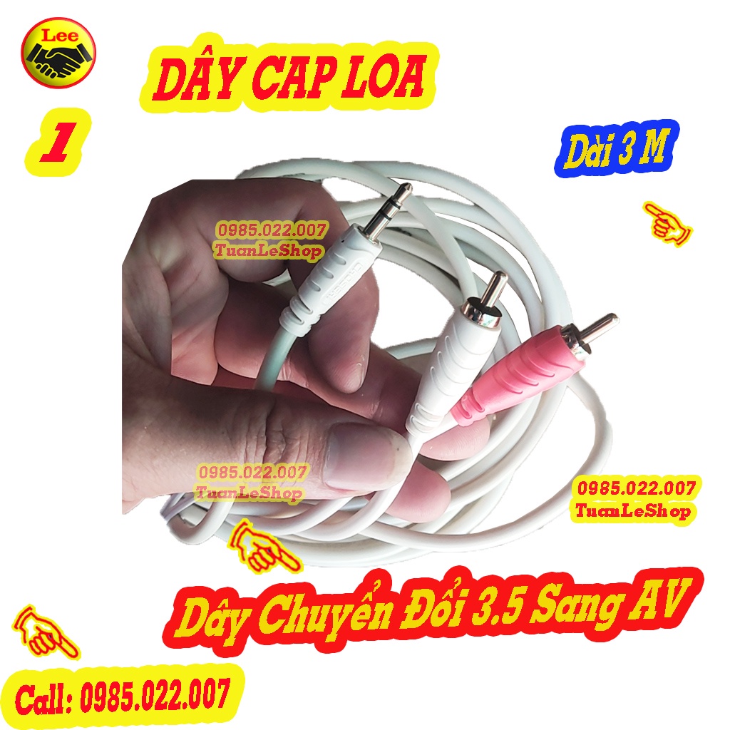 DÂY CÁP LOA – DÂY CHUYỂN ĐỔI 3.5 SANG AV – GIÁ 01 DÂY LOAI 3 mét