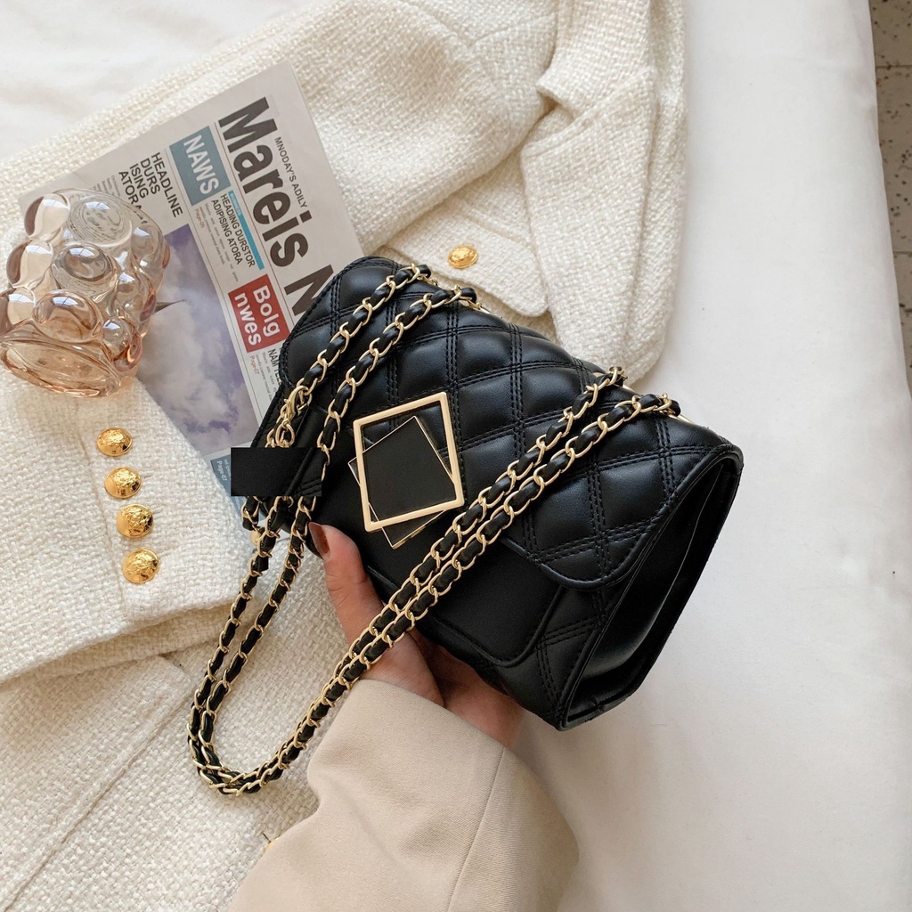 Túi Xách Nữ Công Sở Dáng To Đeo Chéo Thời Trang Đi Học Dây Da Kèm Phối Xích - TDC092