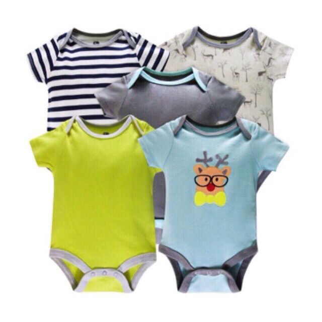 SET 5 BỘ BODYSUITS CỘC TAY BÉ TRAI/GÁI