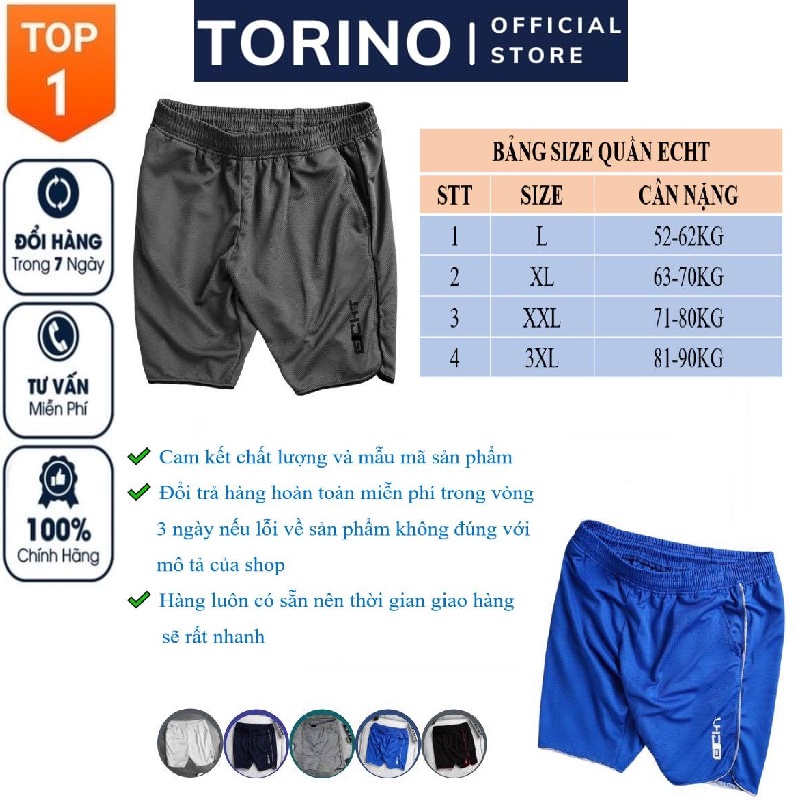 [𝐂𝐎𝐌𝐁𝐎 𝟑-𝟓] Quần đùi nam 𝐄𝐂𝐇𝐓, quần short tập gym, thể thao nam thoáng mát, co giãn tốt