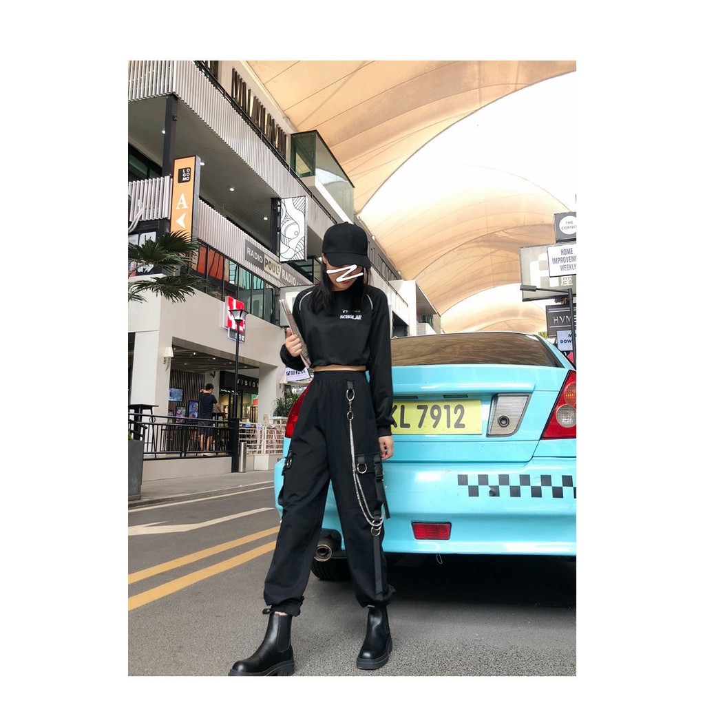 Quần jogger kaki nam nữ bo gấu phối dây xích dáng dài ulzzang cá tính/ Quần kaki túi hộp phối dây đai kèm xích sành điệu | BigBuy360 - bigbuy360.vn