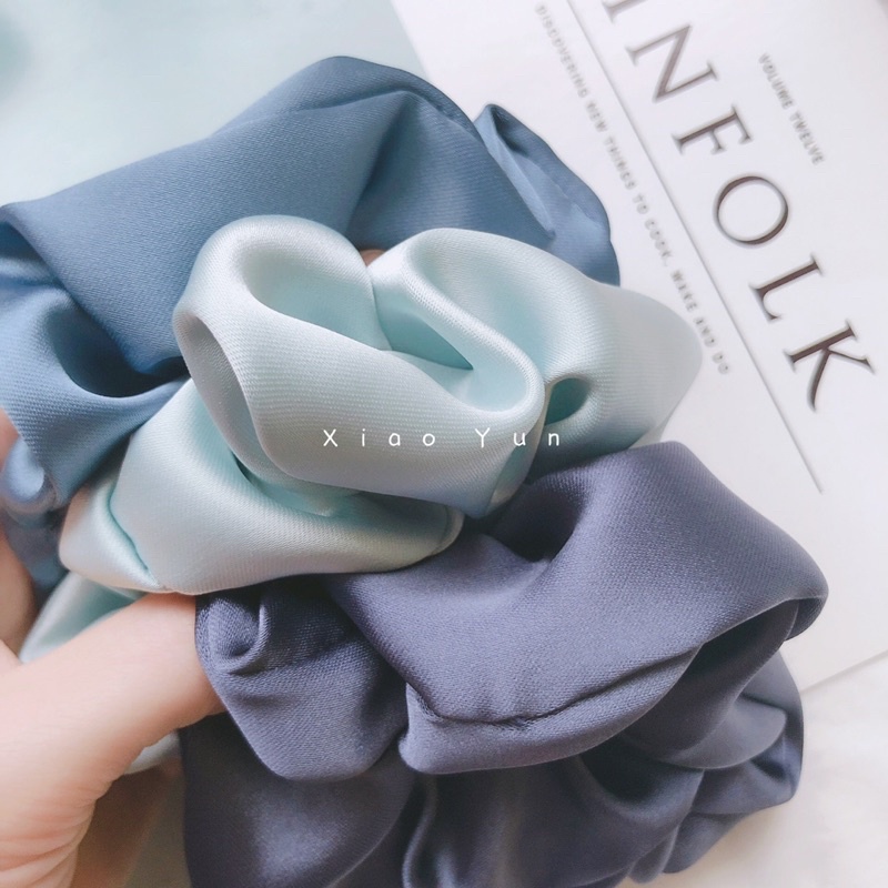 Dây buộc tóc lụa scunchies mẫu trơn màu pastel / Cột tóc scrunchies vải satin phi bóng sang chảnh - Phụ kiện Moori
