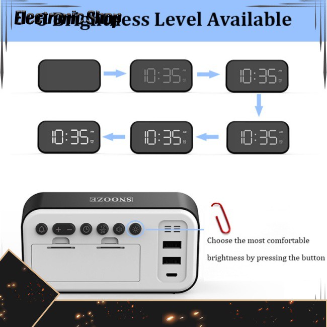 Đồng Hồ Báo Thức Kỹ Thuật Số Cỡ Nhỏ 100db Kèm Sạc Usb Tiện Dụng Cho Phòng Ngủ