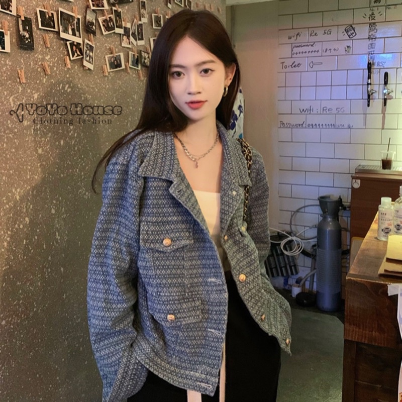 Áo khoác denim mỏng dáng ngắn cài khuy thời trang thu đông 2022