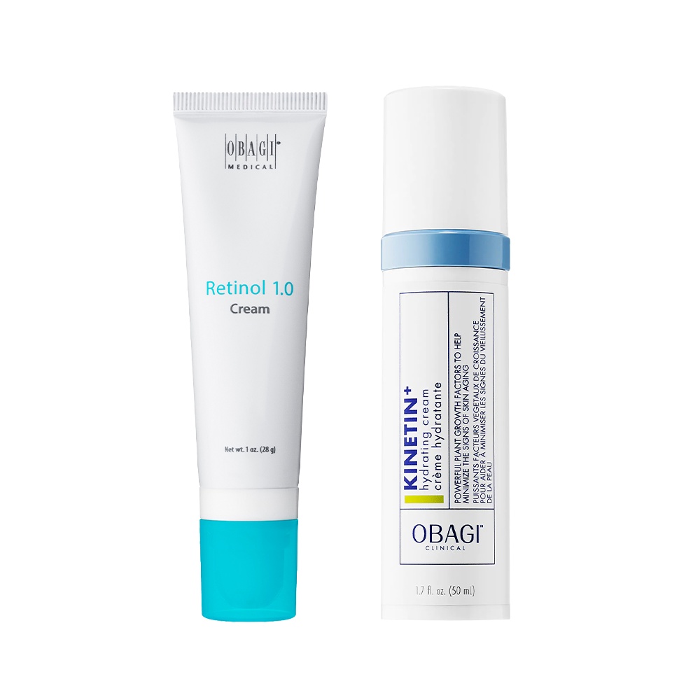 Bộ đôi trẻ hoá: Kem dưỡng Obagi 360 Retinol 1.0 28g & Kem phục hồi Obagi Kinetin+ Hydrating Cream 50ml