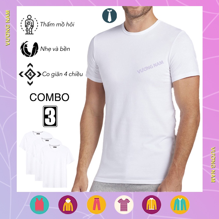 Áo lót nam cotton 3 cái hanoisimex ba lỗ sát nách trắng thấm hút mồ hôi tốt VN04D