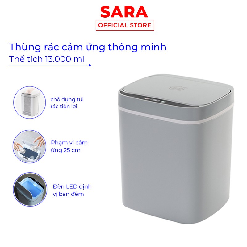 Thùng Rác Cảm Ứng Thông Minh Có Nắp Đóng Mở Tự Động Có Hộp Đựng Túi Rác Tiện Lợi Đèn Chiếu Sáng Ban Đêm [Tặng Túi Rác]