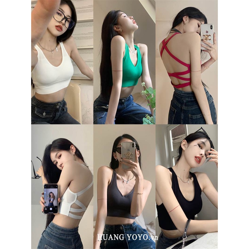 Áo Hai Dây Hở Lưng Có Đệm Ngực Thời Trang Hàn Quốc Quyến Rũ Cho Nữ
