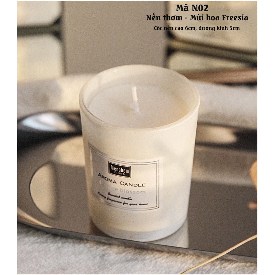 Nến thơm tự nhiên cao cấp, Hương Freesia và Hoa oải hương dịu nhẹ, Thư Giãn, Giảm Stress - Không Khói & An Toàn N02