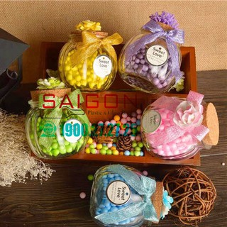 Hũ Thủy Tinh Bí Ngô 200ml Nắp Gỗ Ép ( không bao gồm trang trí )