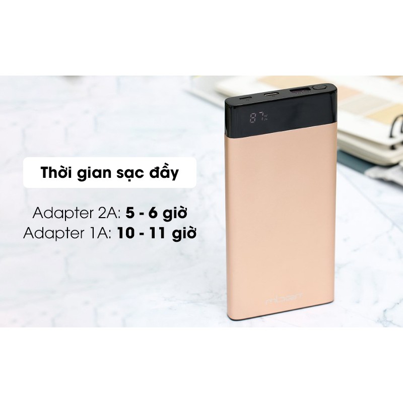 Pin sạc dự phòng Polymer 10.000mAh Type C PD QC3.0 Mbest DS506-WB Gold