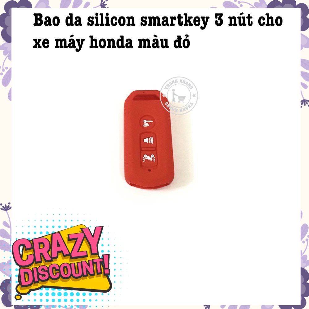 Bao da silicon smartkey 3 nút cho xe máy honda màu đỏ thanh khang 006001472