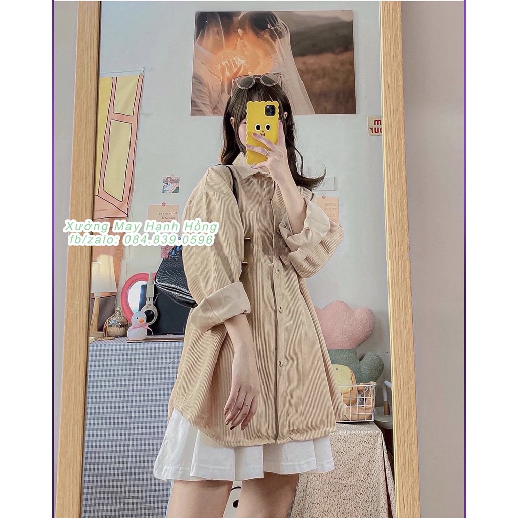 Áo Sơ Mi Unisex, áo khoác nhung tăm ulzzang (ảnh thật / có sẵn)