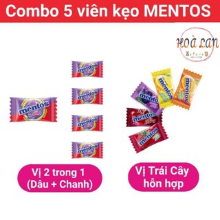 5 viên kẹo Mentos vị mới 2 trong 1 / Trái cây