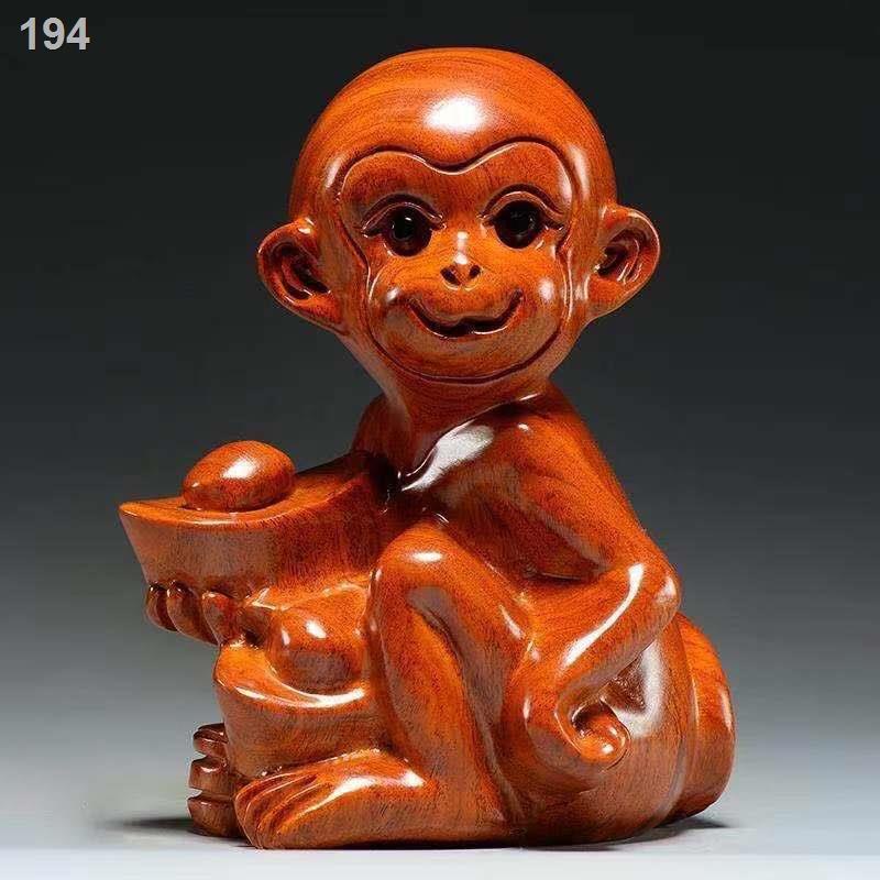 【bán chạy】Đồ trang trí chạm khắc Khỉ gỗ mun Con bằng Hoàng đạo nội thất Phong thủy thủ công mỹ nghệ Quà tặng