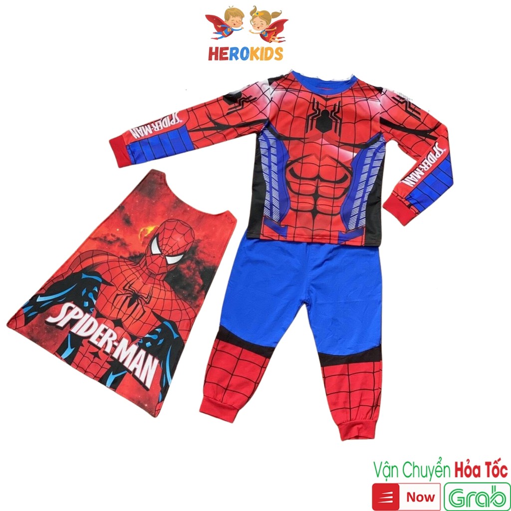 Đồ ngủ bé trai, siêu nhân nhện, vải cotton 100% co giãn 4 chiều Herokids NHEN2018