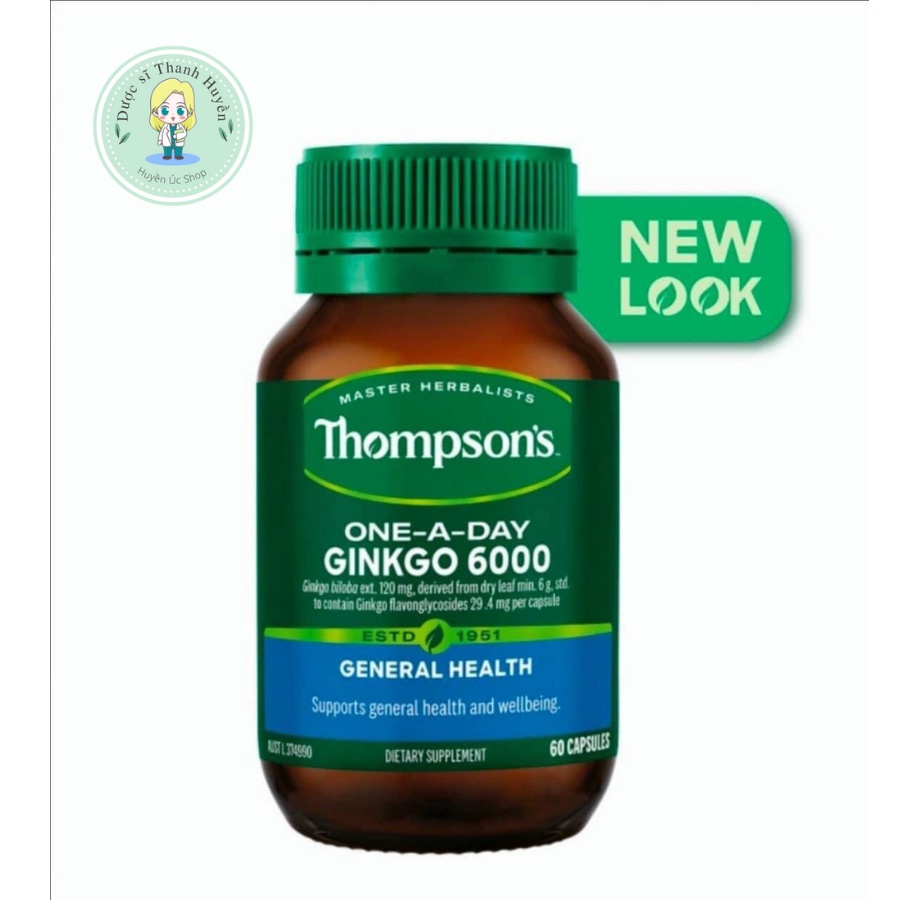 Viên uống bổ não Thompson's Ginkgo 6000mg 60 viên của Úc