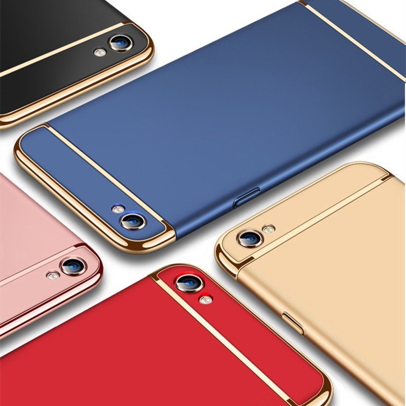 Ốp điện thoại nhựa cứng viền mạ nhôm sang trọng 3 trong 1 cho OPPO A57 A39