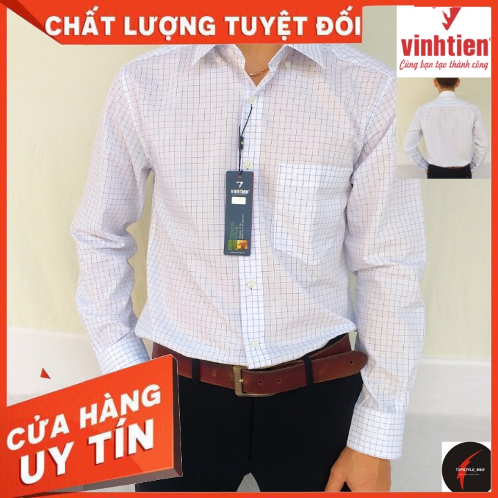 Áo sơ mi nam, hàng chính hãng Vĩnh Tiến, chất liệu mềm mại, thoáng mát, chống nhăn hiệu quả, from áo thanh lịch.