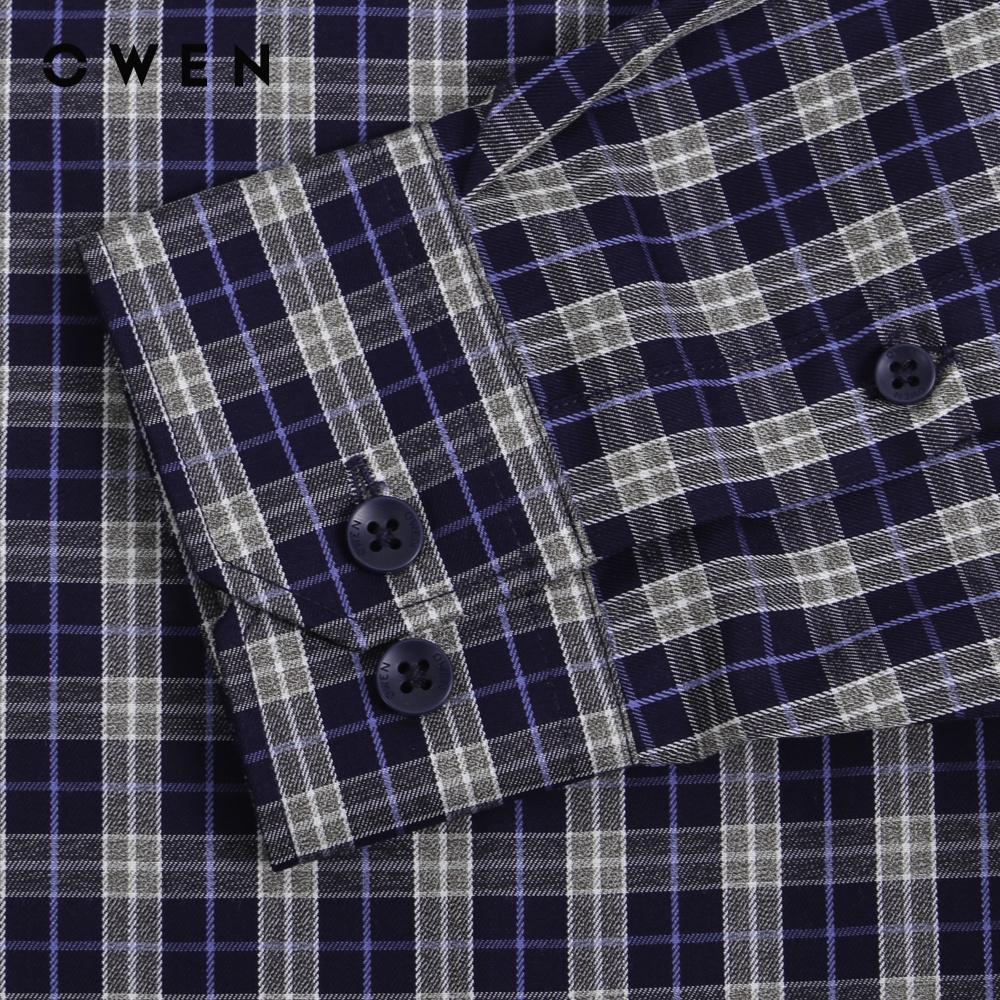 Áo sơ mi Nam dài tay Owen Regular Fit Bamboo Navy trắng  - AR220894DT