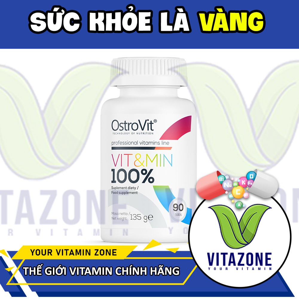 MULTI VITAMIN VIT&MIN 100% - BỔ SUNG ĐẦY ĐỦ VITAMIN KHOÁNG CHẤT, TĂNG CƯỜNG HỆ MIỄN DỊCH, SỨC KHỎE (90 VIÊN)