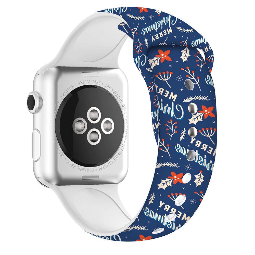 Dây Đeo Đồng Hồ In Họa Tiết Hoạt Hình Phong Cách Giáng Sinh 45 41 44 40 38 42Mm Cho iWatch 7 5 4 3 2 1 6 SE m