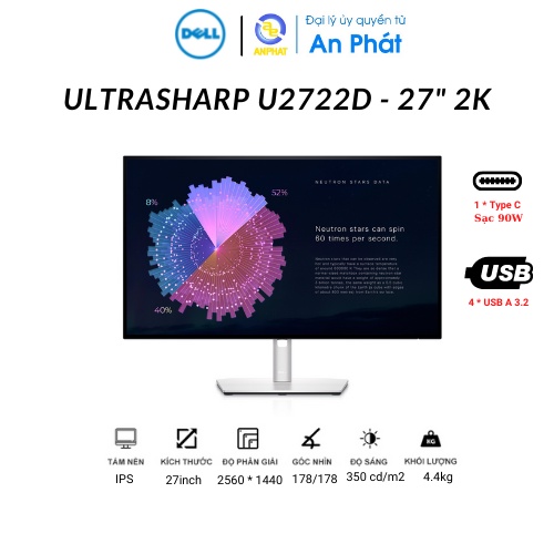 [Mã 159THANTHIET750K giảm 8% đơn 3000K] Màn hình Dell Ultrasharp U2723QE 27 inch 4K IPS | BigBuy360 - bigbuy360.vn