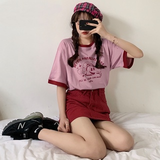 Áo thun Nelly ngắn tay phối viền in hình "Heybig Parallel 1984" áo phông