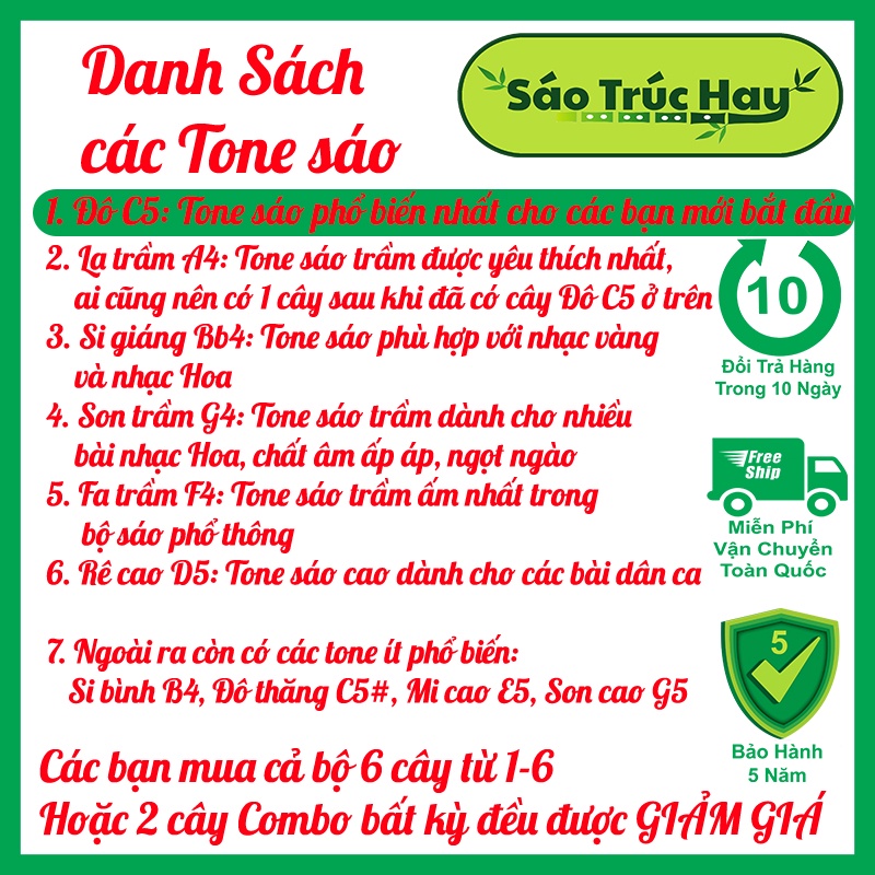 Sáo Trúc Giá Rẻ ĐỦ TONE bền và đẹp Chính Hãng SÁO TRÚC HAY - CẤP 1