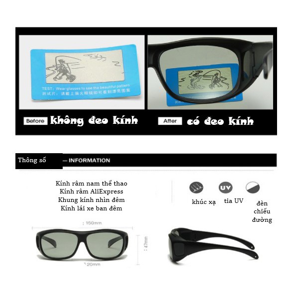 Kính râm lái xe ban đêm, không làm lóa mắt, mờ mắt đi mưa MK04