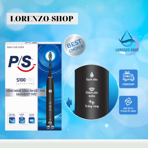 Bàn Chải Điện PS S100 Pro,Công Nghệ Sóng Âm, Chải Sạch Mảng Bám Tới 10X - Hết Hôi Miệng,3 Chế Độ Linh Hoạt