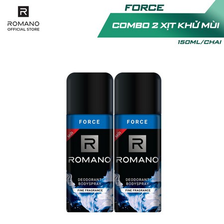 Combo 2 Xịt toàn thân Romano ngăn mồ hôi và mùi cơ thể 150ml/chai