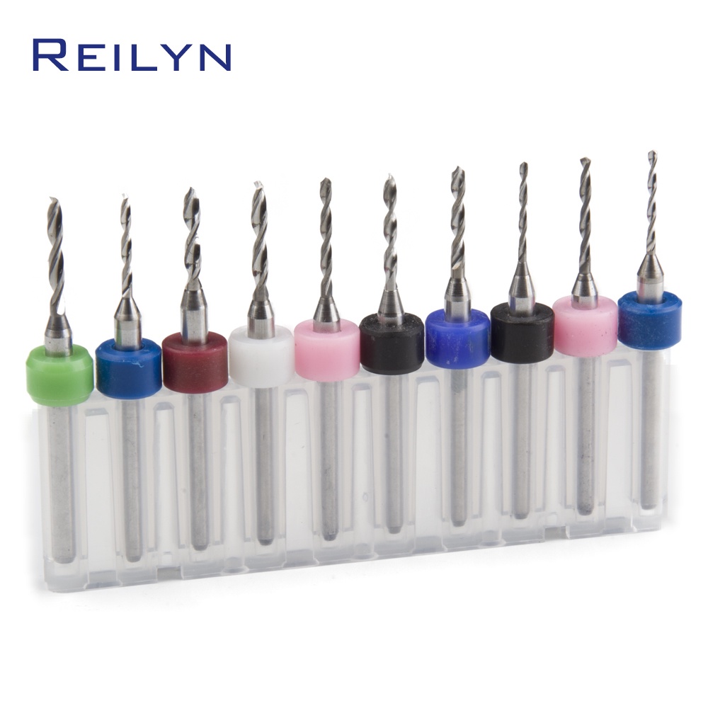 Set 10 Mũi Khoan PCB 0.1-3mm Bằng Hợp Kim Cứng Cho Bảng Mạch In CNC