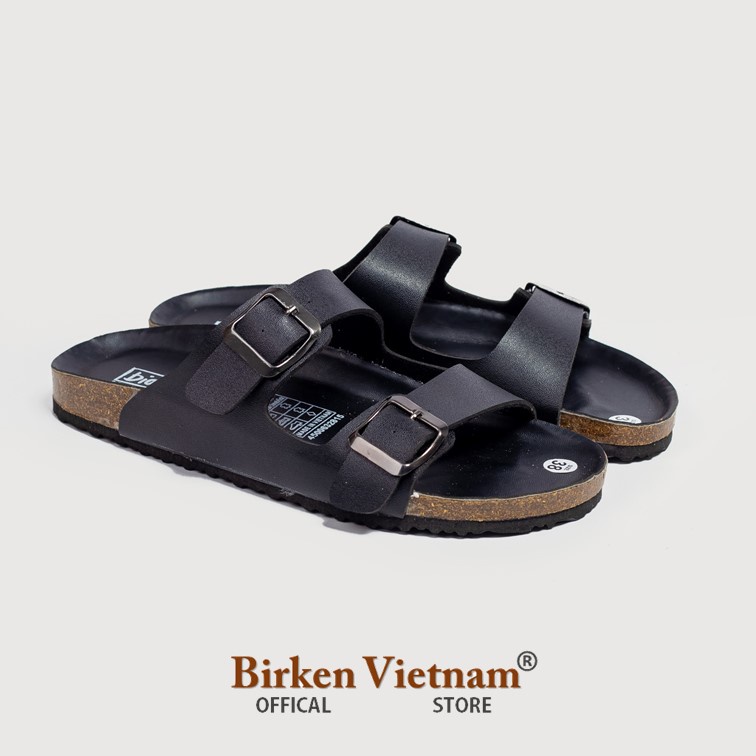 [ Lót Chống Nước ] DK01 - Dép Birken Đế Trấu Thiết Kế  Da Bò Unisex Nam và Nữ, Dép Hai Quai Ngang Bioline